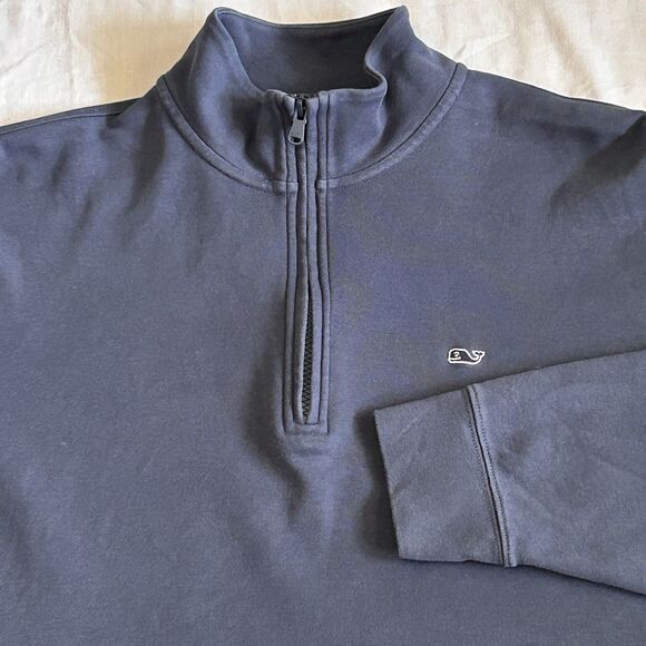Vineyard Vines Quarter Zip Pullover Mens Large Navy Blue Long Sleeve - Picture 1 of 10